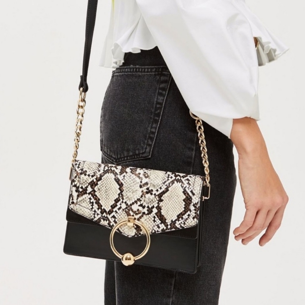 Topshop Selina Snake Print Crossbody Shoulder bag